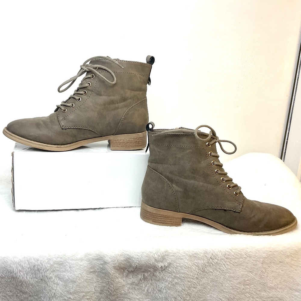 XAPPEAL BROWN WOMENS LACI SIDE ZIP COMBAT MOTO BOOT WITH GOLD DETAIL sz 7 - Picture 13 of 13